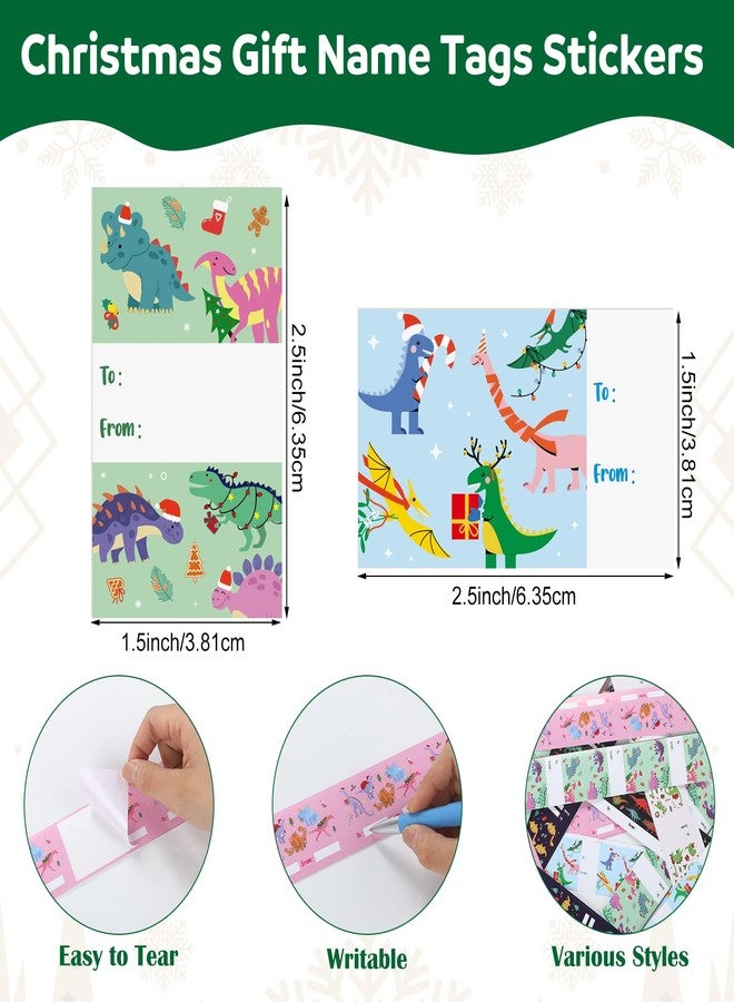 Yexiya 120 Pcs Dinosaur Christmas Gift Name Tags Stickers Self-Adhesive to from Wrap Tags 1.5 x 2.5 Inch Gift Labels Stickers for Xmas Present Wrapping Packages Decoration - Image 2